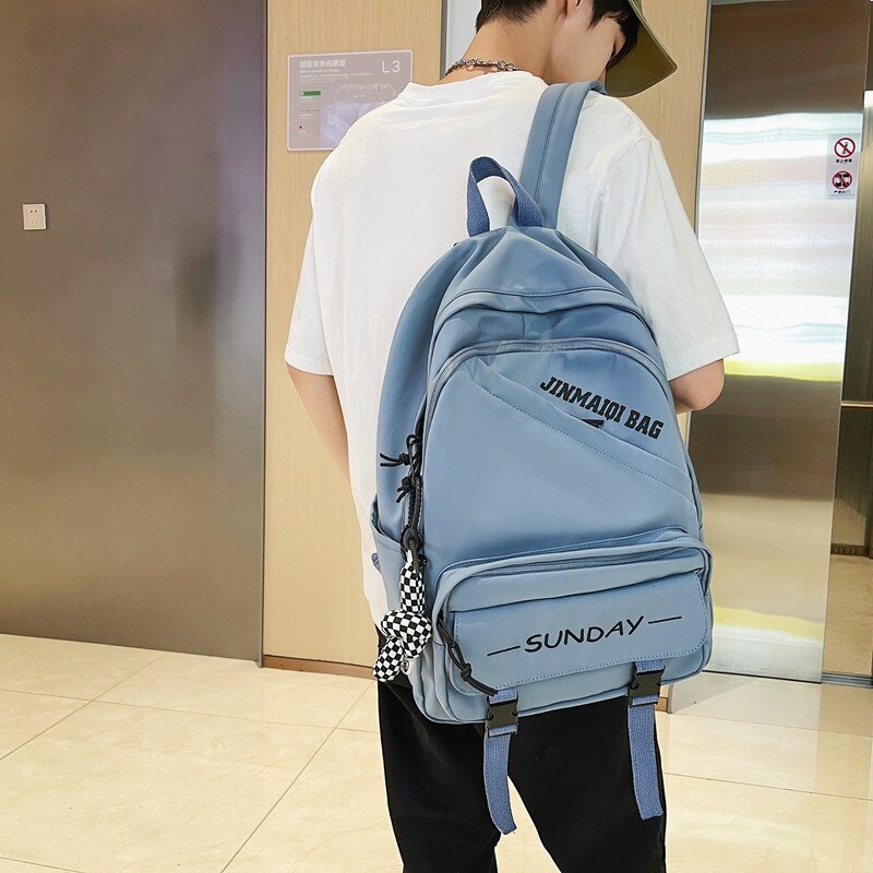 Trendiger damenrucksack mit Alphabet-drucken, mehrere fächer, schultasche für mädchen, wasserdichtes Nylon, Laptop-Rucksack, büchertasche 2022