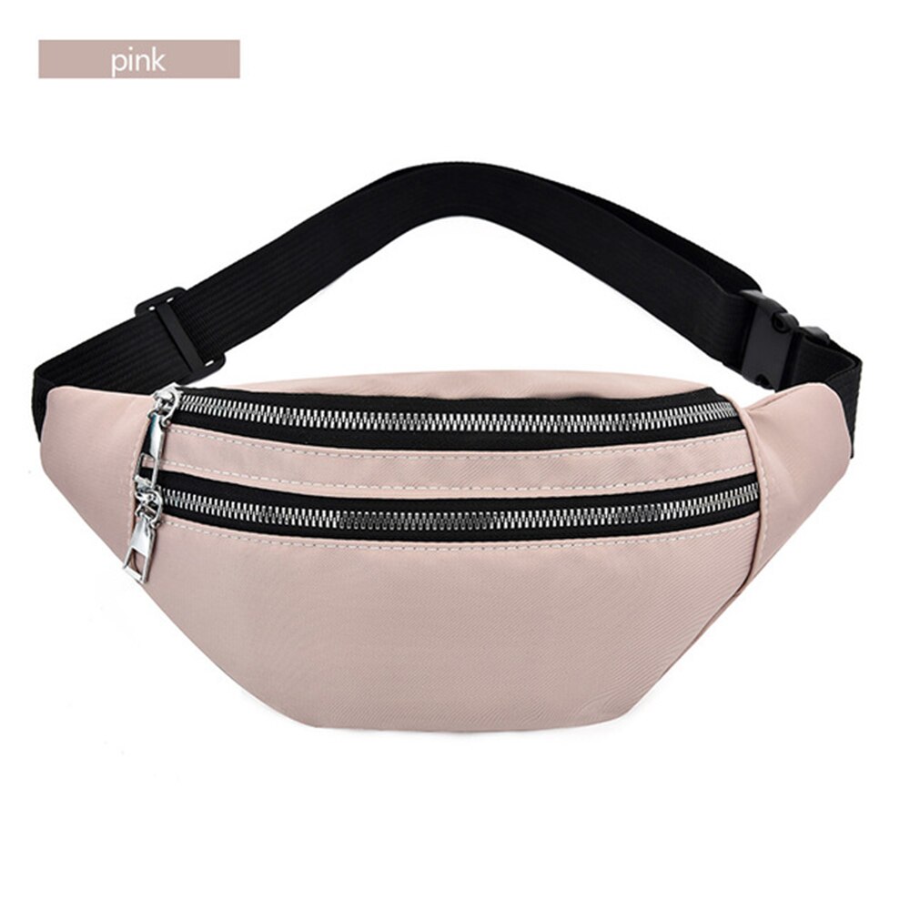 Women Men Colorful Unisex Waistbag Belt Bag Mobile Phone Zipper Pouch Packs Belt Bags: Pink