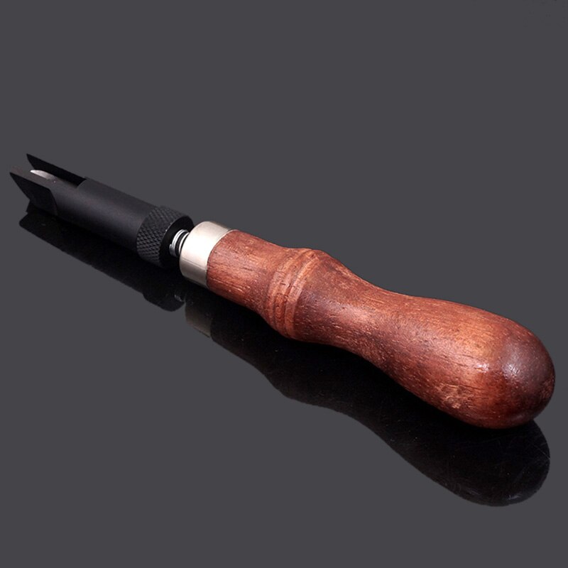 DIY Leather V Type Push Wood Handle Durable Grooving Device Groover Craft Gouge Tools Arts Adjustable Leathercraft Length155mm