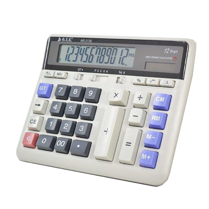 Large Display Screen 12 Digits Office Business Electronic Calculator Solar Dual Power Calculadora Finance Bank Calculator