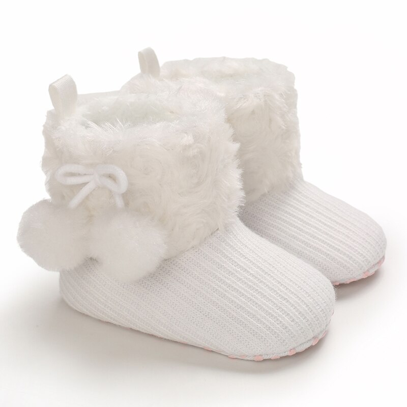 Caterpillar – bottes de neige antidérapantes pour bébé fille et garçon, bottines chaudes d'hiver en fausse fourrure douce, en tricot à fleurs, pour les premiers pas des nourrissons: B / 13-18 mois