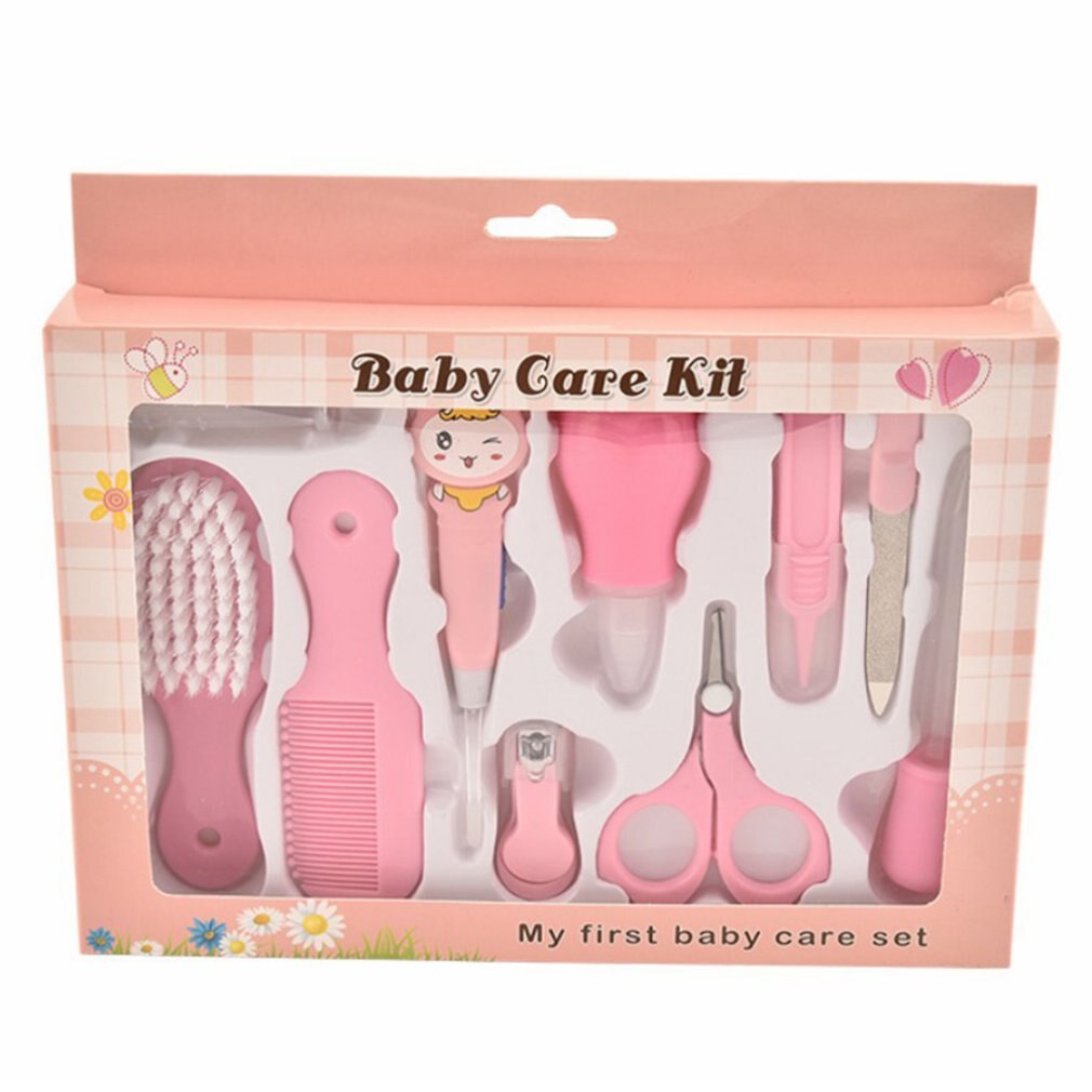 Mère et bébé fournitures neutre/bébé soins boîte enfants coupe-ongles bébé soins ciseaux Comb10Pcs ensemble: Rose