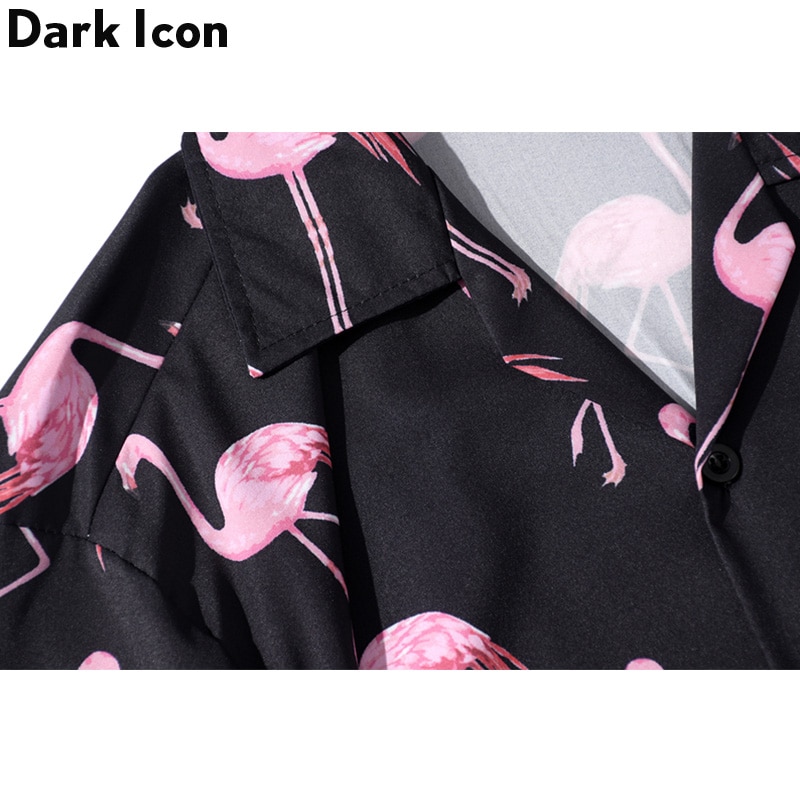 Mørk ikon krantrykt hawaii skjorte til menn sommer gate kortermede skjorter herre topper