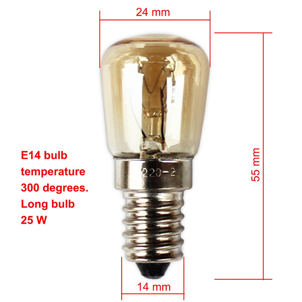Ampoule à haute température E14 25W 220V 300 degrés, petite vis, , 1 pièce, pour four, micro-ondes, appareil de cuisine