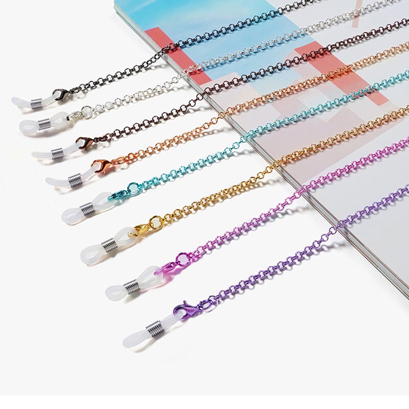 Smarte kvinder briller kæder metal solbriller lanyard slik farver læsebriller kæde briller snor holder rem reb