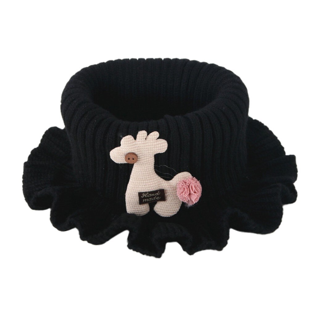 Baby Scarf Winter Kids Boys Girls Knitted Neck Scarf Toddler Cute Cartoon Warmer Crochet Cowl Collar Circle Scarf Bufanda: Black 