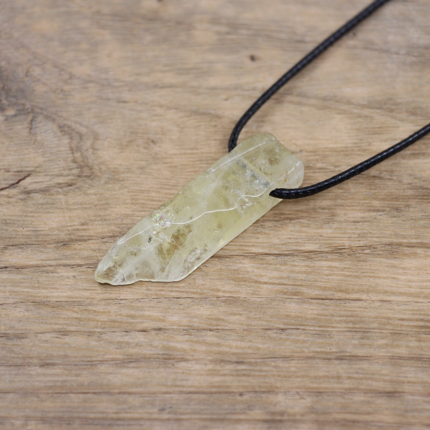 Collier de pendentifs en pierre brute Reiki pour femmes, bijoux naturels Gmes, quartz Rose, Citrines, œil de tigre, Agates, QC3013: Lemon Quartz