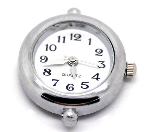 2-10 stk mænd kvinder sølv runde glatte urskiver til gør-det-selv europæisk charme armbåndsur 27 x 24mm