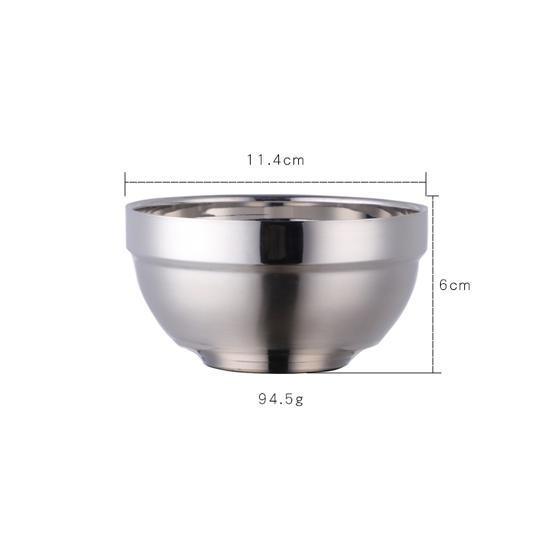 Grande tigela de macarrão de aço inoxidável tigelas não deslizamento dupla camada sopa bolinho tigelas panela quente utensílios cozinha: Silver-S