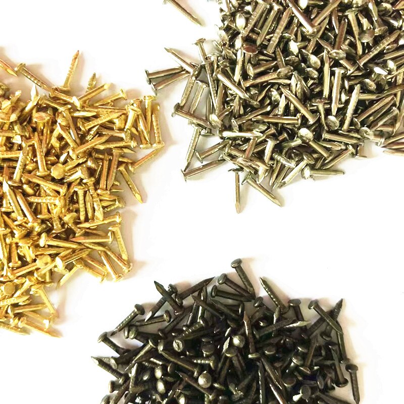 Tornillos de cabeza redonda para decoración de muebles, accesorios de sujeción, dorados, plateados, Bronz, Mini modelo de clavo, 6mm, 8mm, 10mm, 300 Uds.