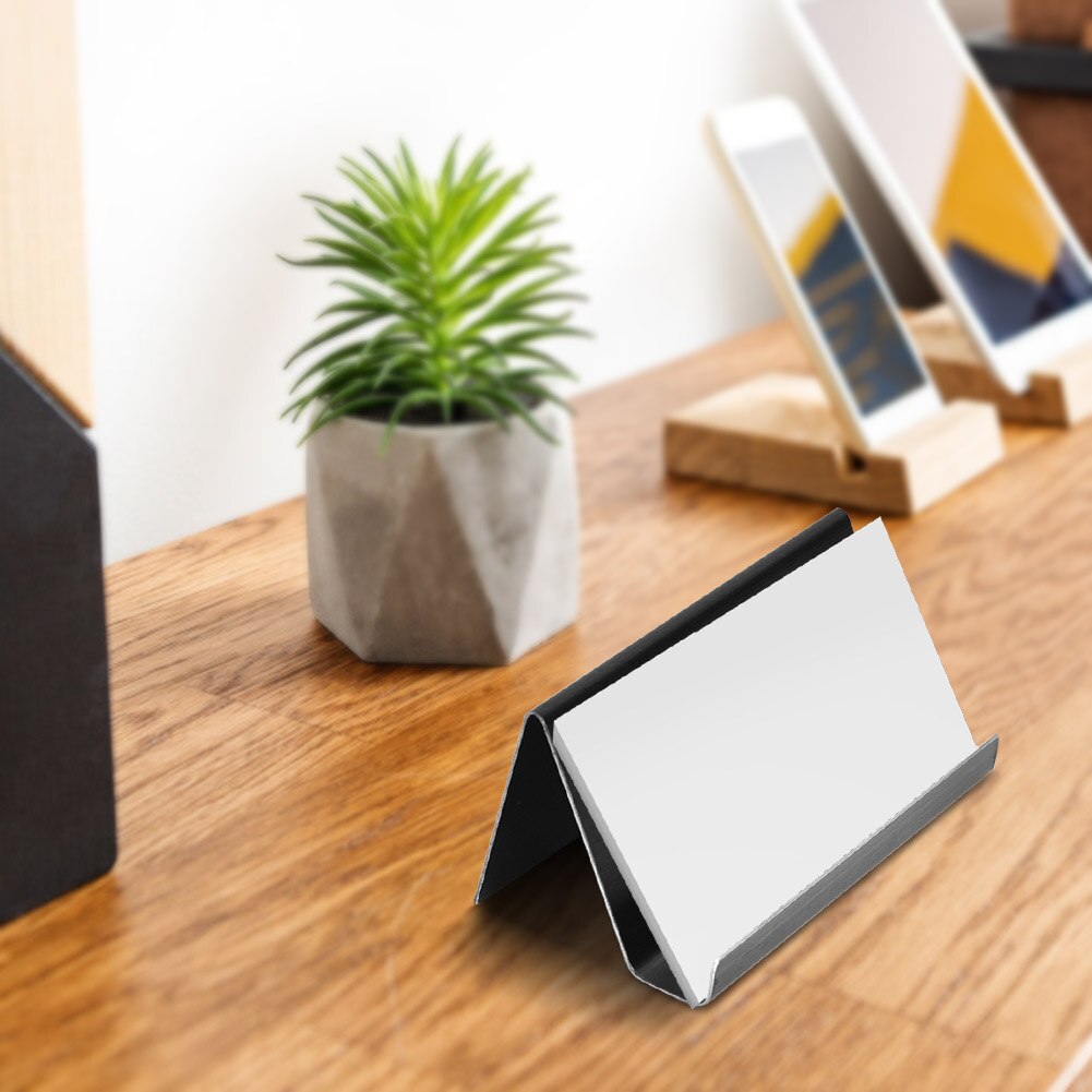 Business Name Card Holder Stainless Steel Display Stand Rack Organizer Multifunctional Desk Sign Label Frame Exhibition Rack