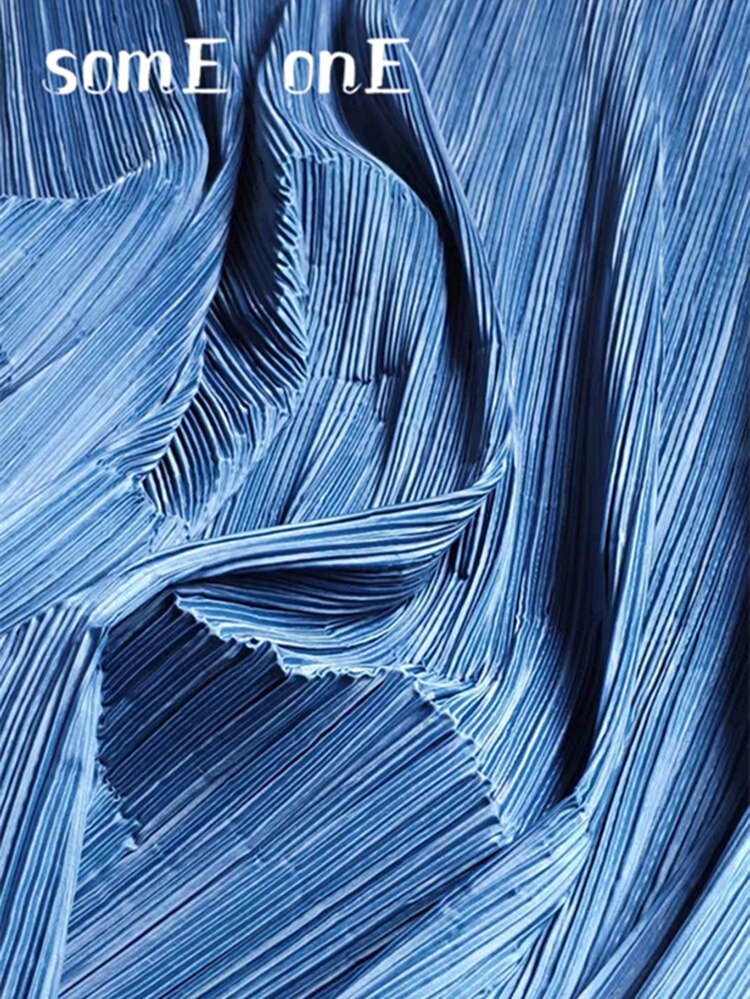 Stift plisseret stof blå miyake stil folder diy bazin riche bukser tøj kjole imitation bomuld linned stof 50*150cm