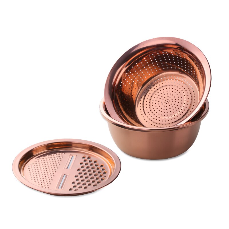 Küche Werkzeug Edelstahl Ablauf Topf Sieb Korb Gemüse Schneidemaschine essen Zerhacker Gemüse Cutter Reibe Küche Zubehör: Rose Gold