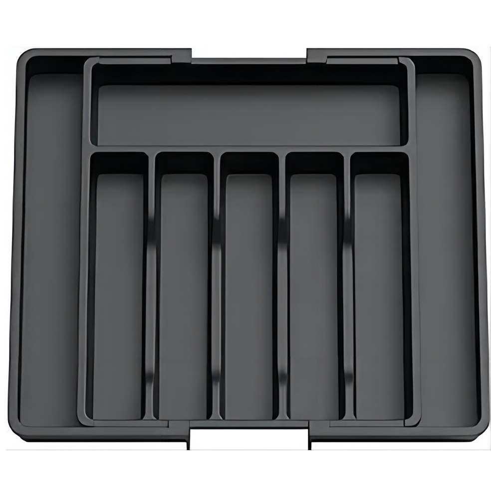 Organizador de cajones para cubiertos, tenedor, cuchara, palillos y caja de almacenamiento de cubiertos, organizador de estante de almacenamiento divisor de cubiertos, 1 ud.: Negro