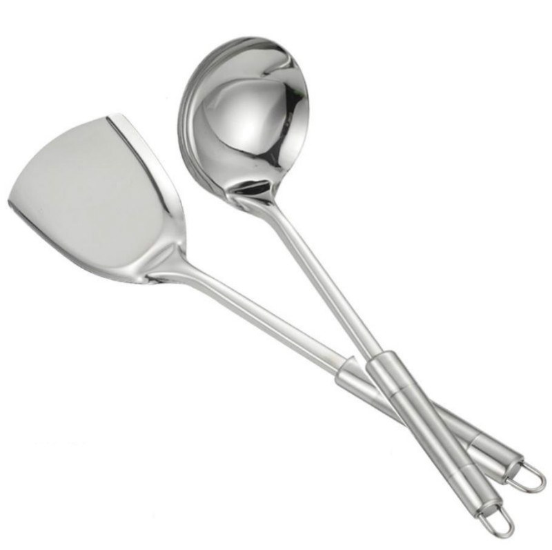 Antirust Cooking Tool Sets 304 Food Stainless Steel Kitchen Tools Gadgets Spatula Colander Soup Spoon Home Healthy Tools E11825: 11