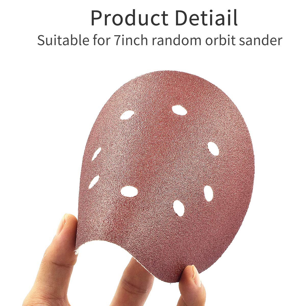 10Pcs 7 Inch Sanding Disc 8 Hole Hook and Loop 40-180 Grit Flocking Sandpaper For Grinder Random Orbital Sander Paper
