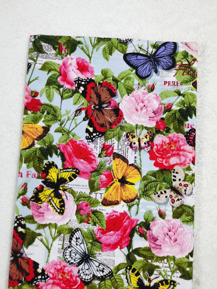 Levendige Vlinder Vliegen In Blossom Bloem Katoenen Stof Rose Dramatische Afdrukken Kleurrijke Patchwork Textiel Tissue Decor Thuis