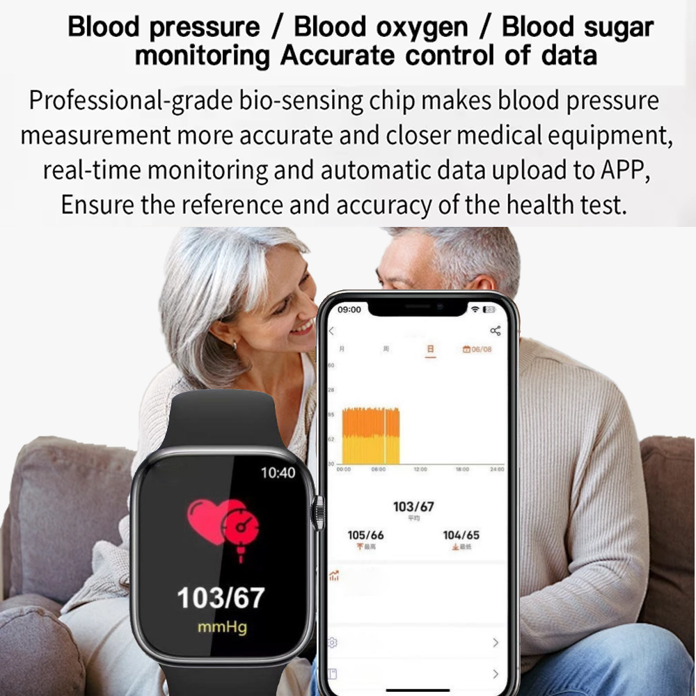 Medizinische EKG-Smartwatch für Erwachsene, Blutzucker, Blutfett, Harnsäure, Gesundheit, intelligentes Bluetooth, nicht-invasives Blutzuckermessgerät