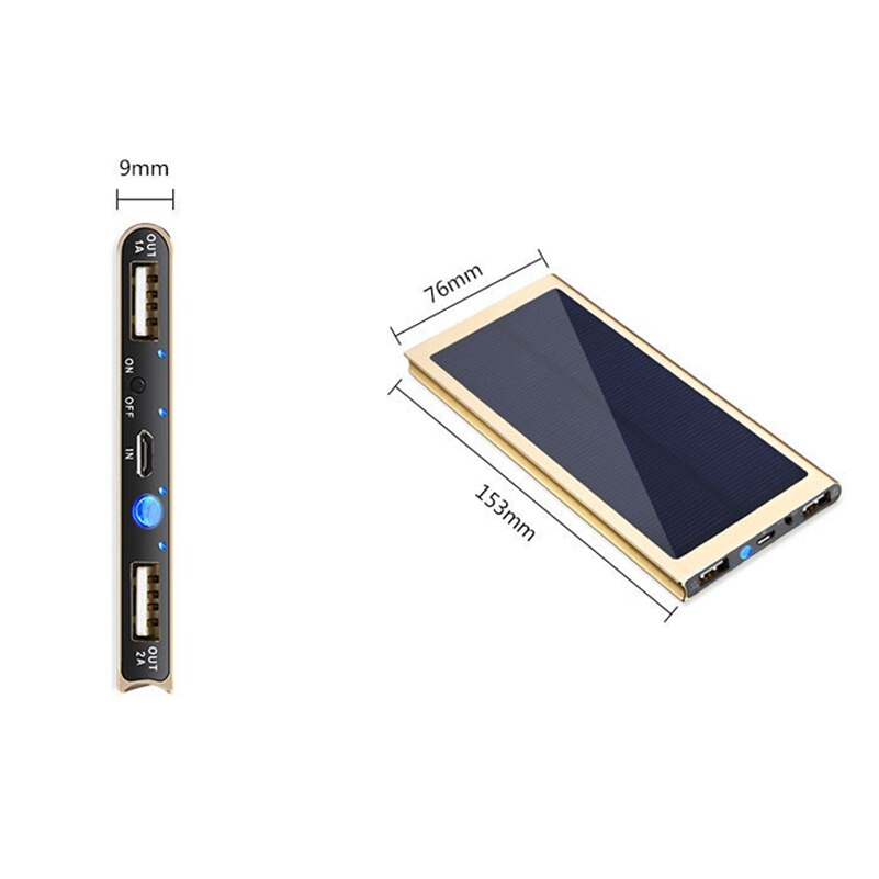Slim 20000 Mah Solar Power Bank Draagbare Lader Ultra-Dunne Polymeer Powerbank Externe Batterij Power Bank Voor Xiaomi iphone