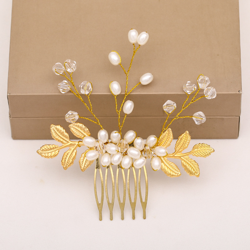 Peineta de aleación de perlas para boda, joyería para niñas, horquilla hecha a mano, Tiaras nupciales, accesorio para el cabello de boda, de joyería: Zinc negro plateado