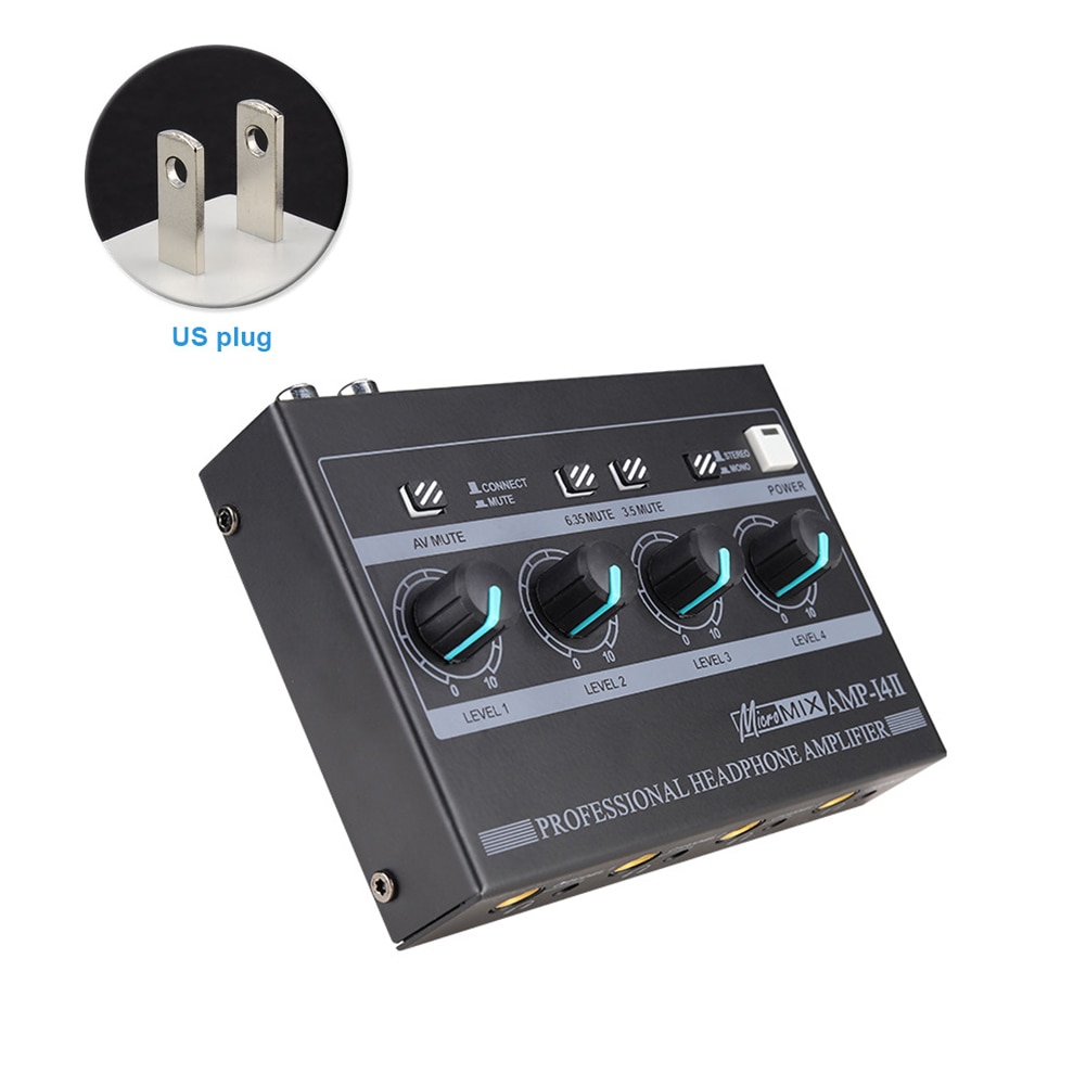 UNS/EU Stecker Kopfhörer Verstärker Stereo Audio- Rührgerät Ultra Kompakte 4 Kanäle Splitter 6,35mm 3,5mm