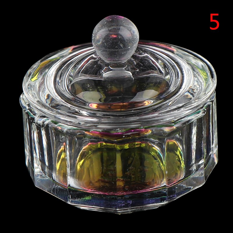 Rainbow Crystal Clear Acrylic Liquid Dish Dappen Dish Glass Cup With Cap For Acrylic Powder Monomer Nail Art Tool Kit: 5