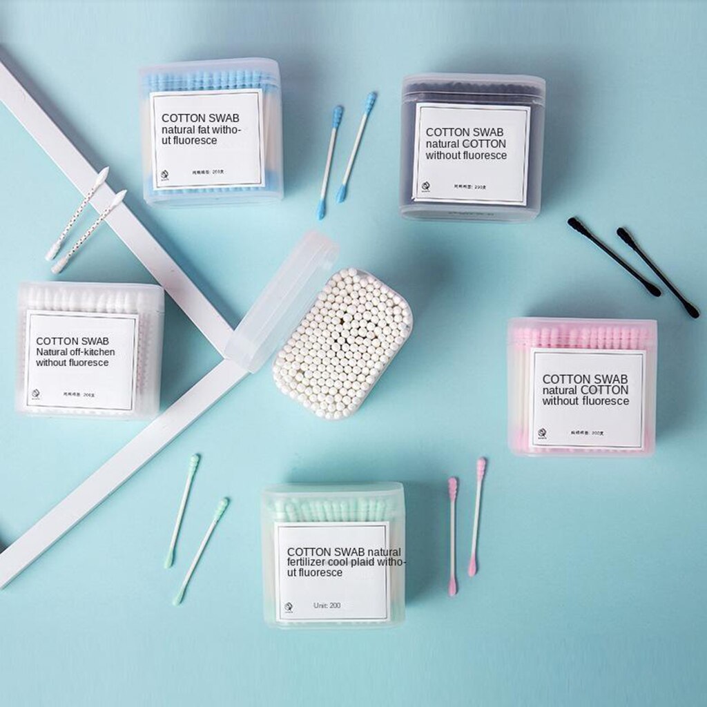 Coton-tige avec manche bâton, 200 pièces, coton-tige, applicateur de nettoyage, Extension de cils, outil cosmétique
