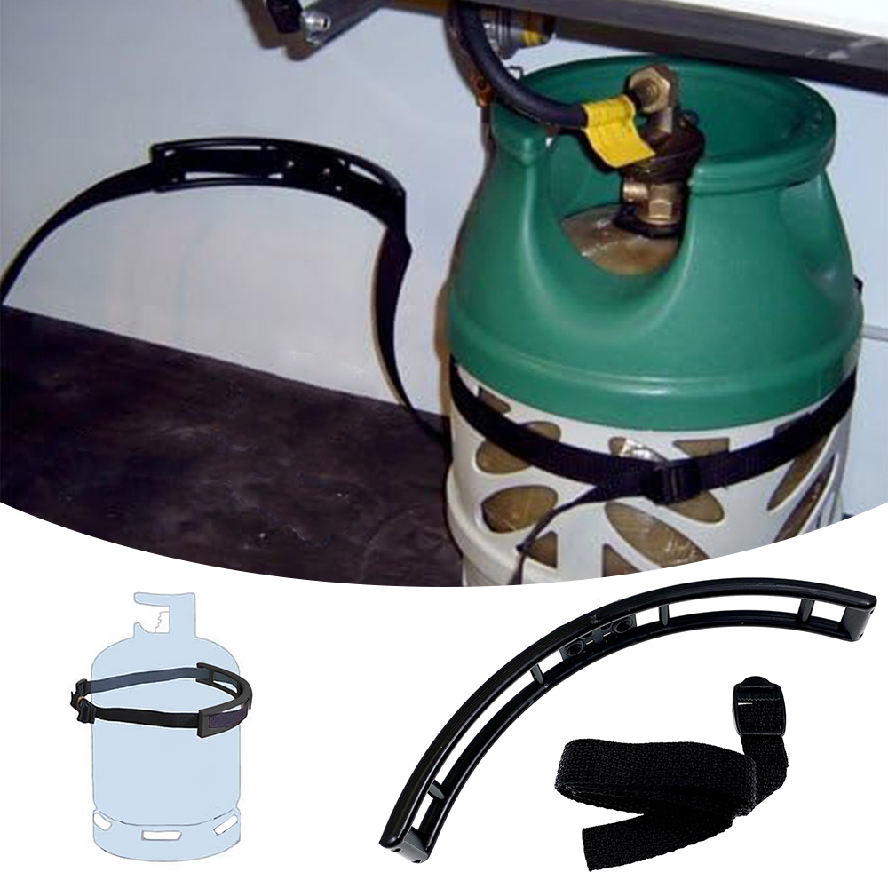 Durable Propane Tank Mounting Bracket with Ground Foot-Secure Liquid Gas Bottle Holder for Travel Trailers and Motorhomes