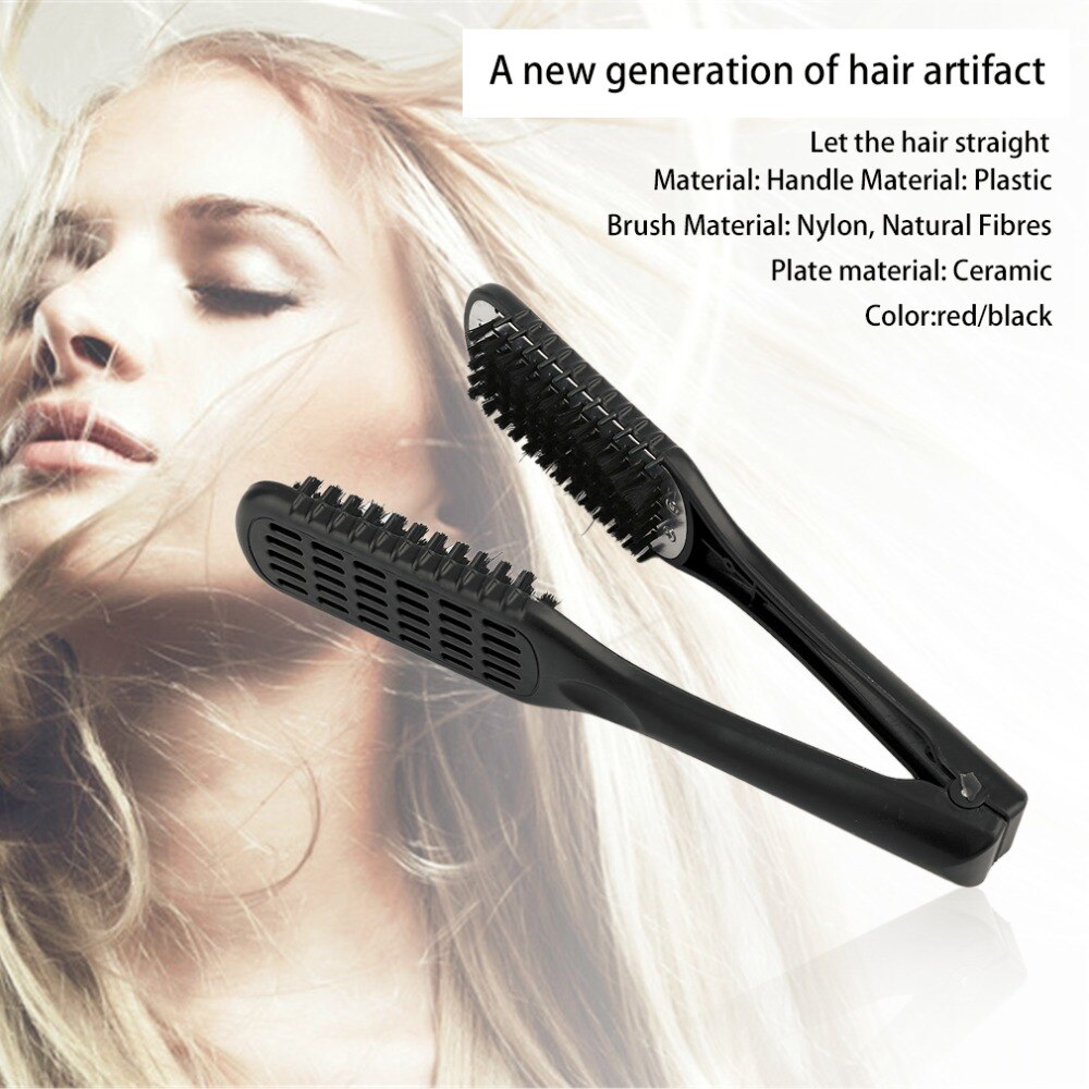 Ceramica alisadora peine doble cara cepillo pinza peluquero fibras naturales cerdas peine para el cabello herramienta de estilismo