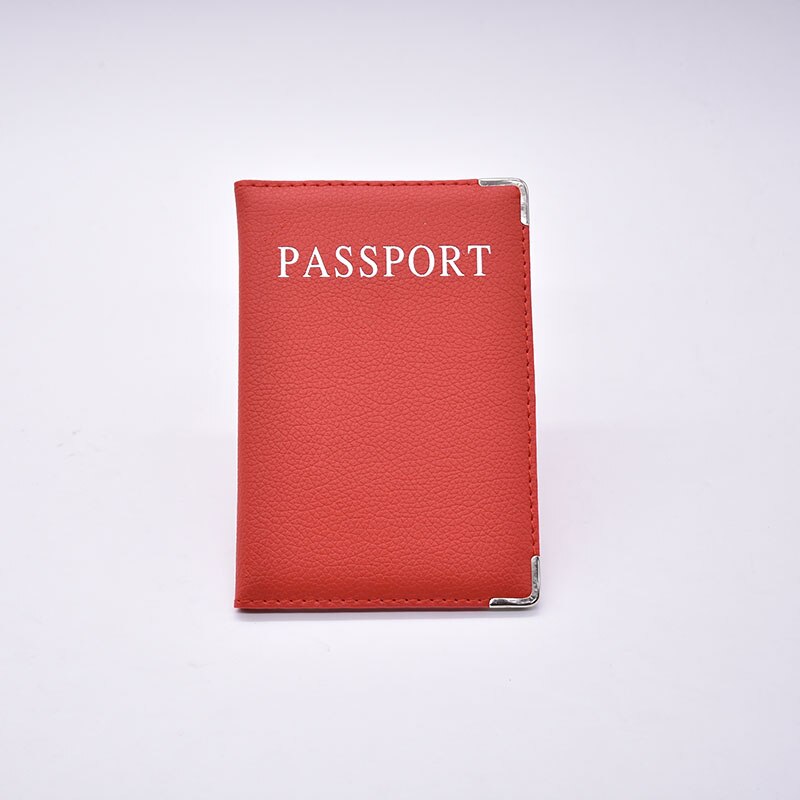 Traveling Passport Cover Pink Women Solid Pu Leather Passport Holder Multifunctioncal Go Abroad Passport Case: Red