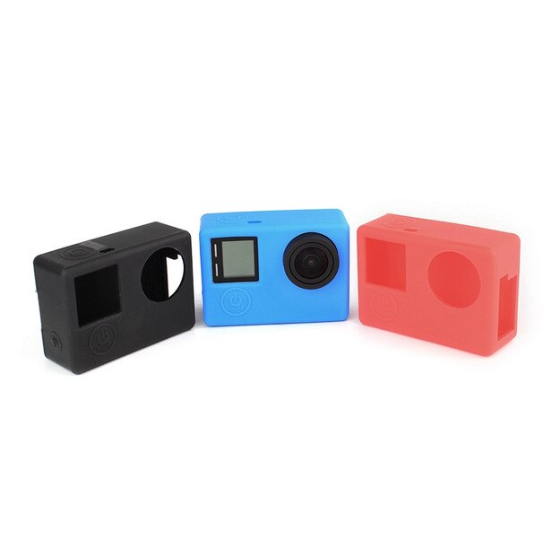 För gopro tillbehör skyddsfodral mjukt gummi silikon silica ge protector hölje bakdörr för go pro hero 3+ 4