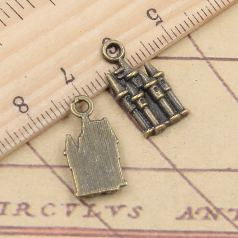 20 pz Charms castello cappella cattedrale 19x10mm bronzo tibetano argento pendenti di colore gioielli antichi che fanno mestiere fatto a mano fai da te: Bronzo antico placcato