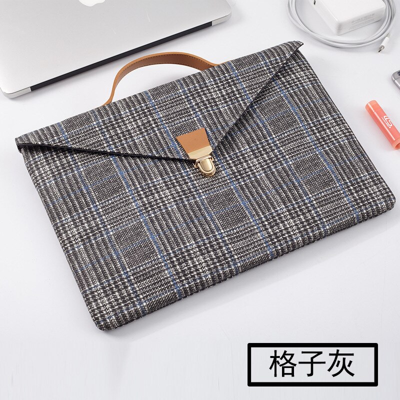 Leather Briefcase For Documents Business Computer Notebook Bag Laptop Women Men Handbag Office Portfolio: GREY 12inch