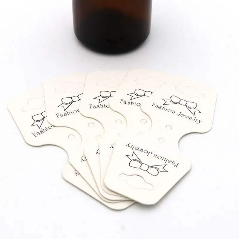 100PCS 3.8X9.2cm White Kraft Paper Cards Necklace Bracelet Folded Tags For Handmade DIY Jewelry Accessories
