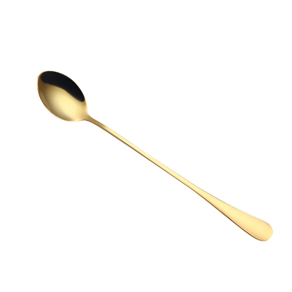 Stainless Steel Spoon With Long Handle Ice Spoon Coffee Spoon Tea Home Kitchen Tableware Colorful Spoons: Gold