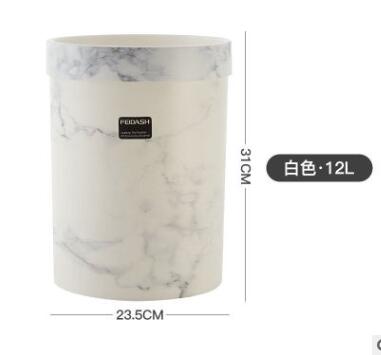 Nordisk stil enkel personlighed imitation marmor mønster afdækket skraldespand hjem stue soveværelse  sp62915: Hvid -12l