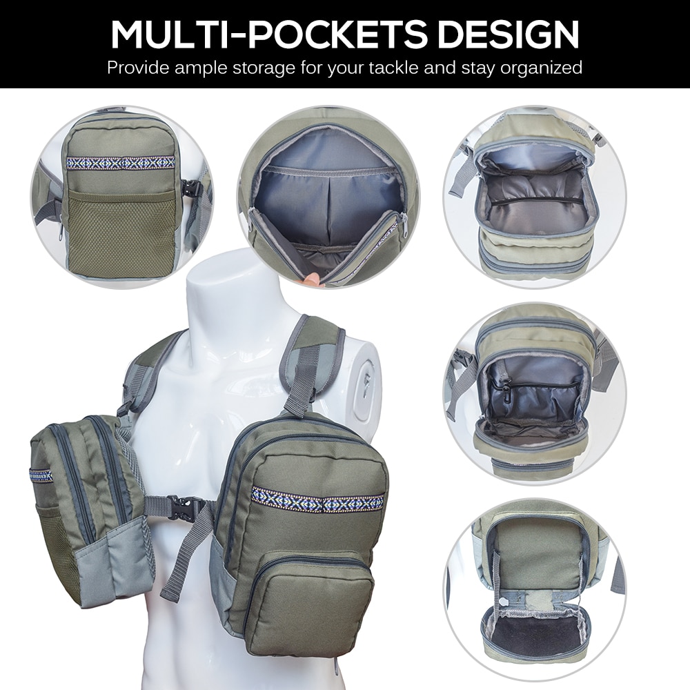 Multi-Pockets Fly Fishing Vest Durable Waist Coat Outdoor Fishing Chest Vest Pack Backpack