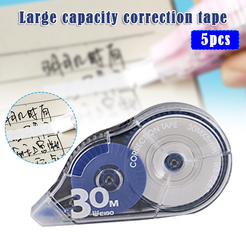 5pcs Correct Correction Tape White Translucent Dispenser Shows How Much Tape is Remaining 30m UY8: Default Title