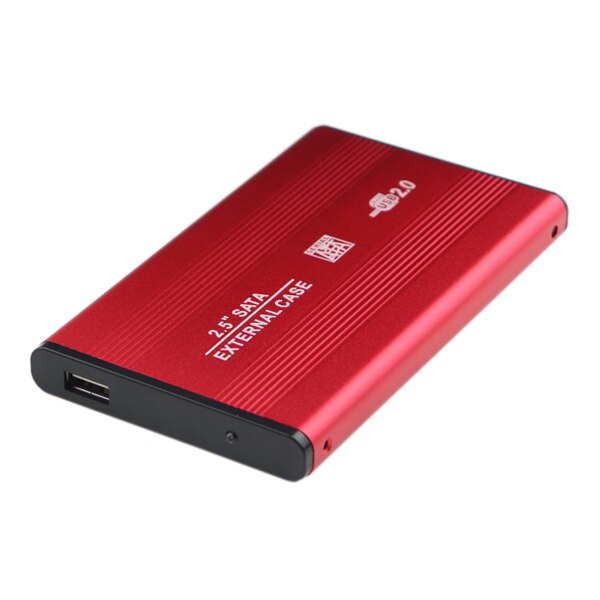 Aluminum 2.5 Inch External Hard Drive Disk Enclosure USB 2.0 to SATA HDD Case SSD Box For Laptop Drive Support 500G 1TB 2TB: Red