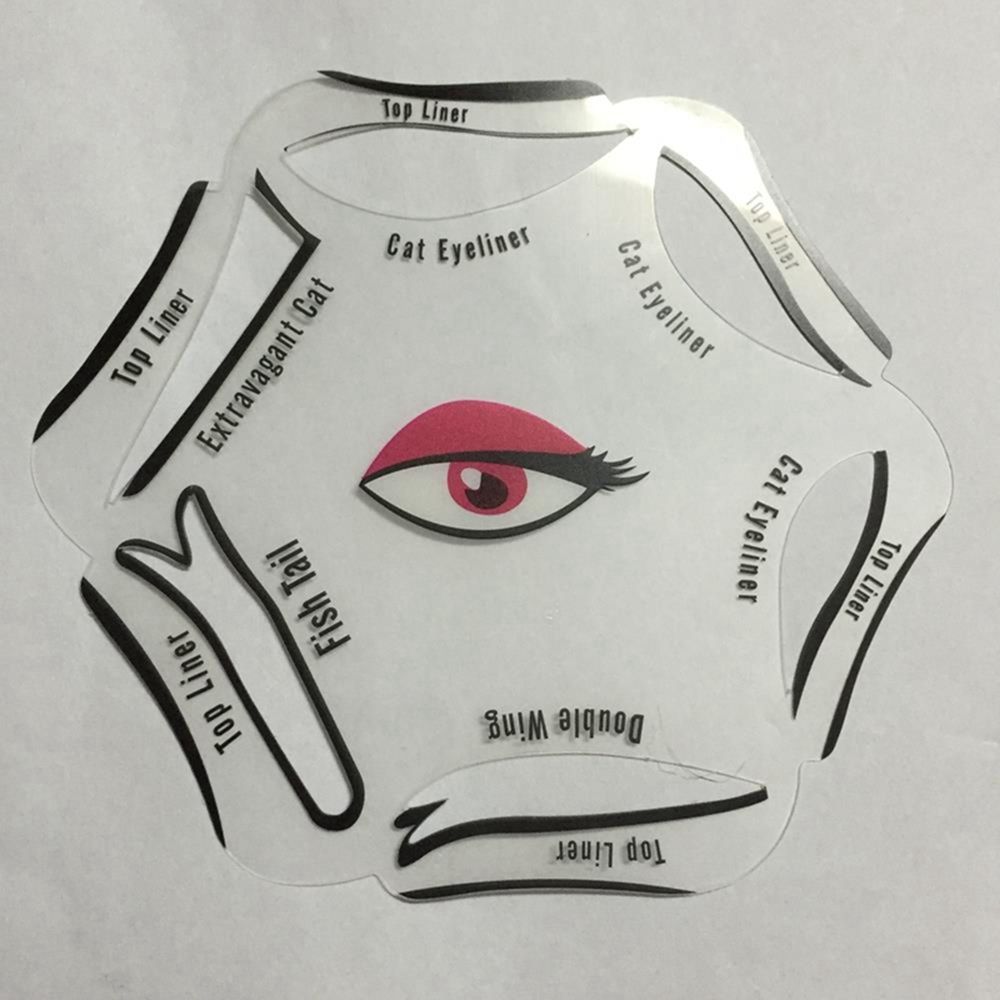 6 en 1 Pro maquillaje estilo ojo de gato cola de pez doble ala plantilla para delinear ojos modelos de ojos plantilla herramientas modeladoras