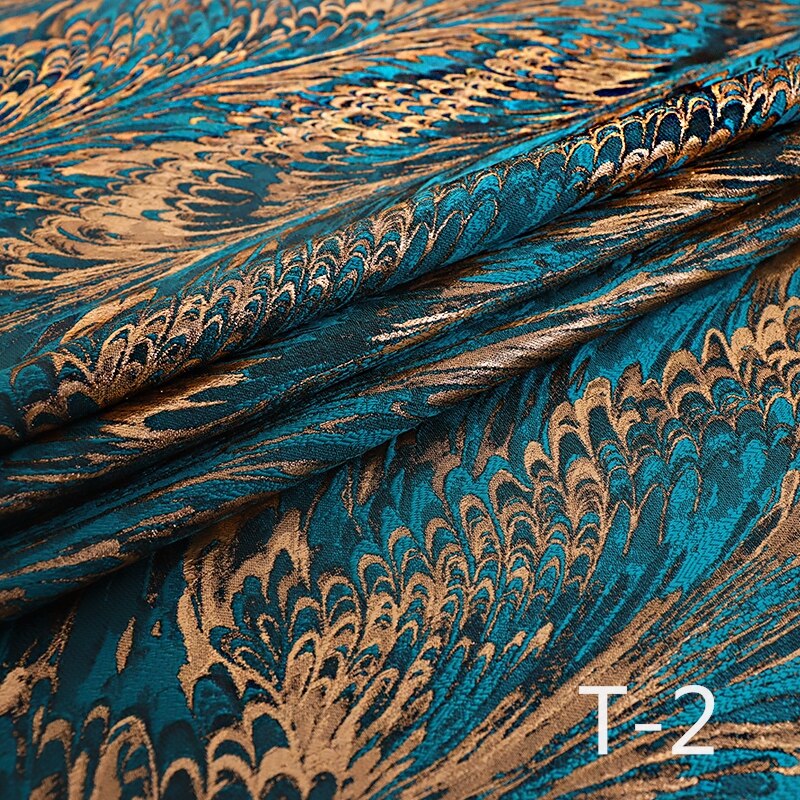 Jacquard Satin Fabric Gold Thread Sewing Material High-end Ladies Dress/Suit Fabric100*150cm: T-2