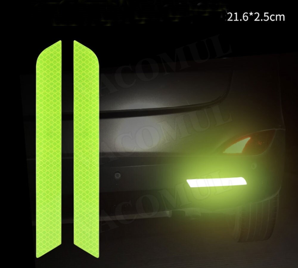 Universele Auto Bumper Reflecterende Waarschuwing Strip Stickers Velg Wenkbrauw Waarschuwen Licht Reflector Beschermende Sticker Scratch Paster