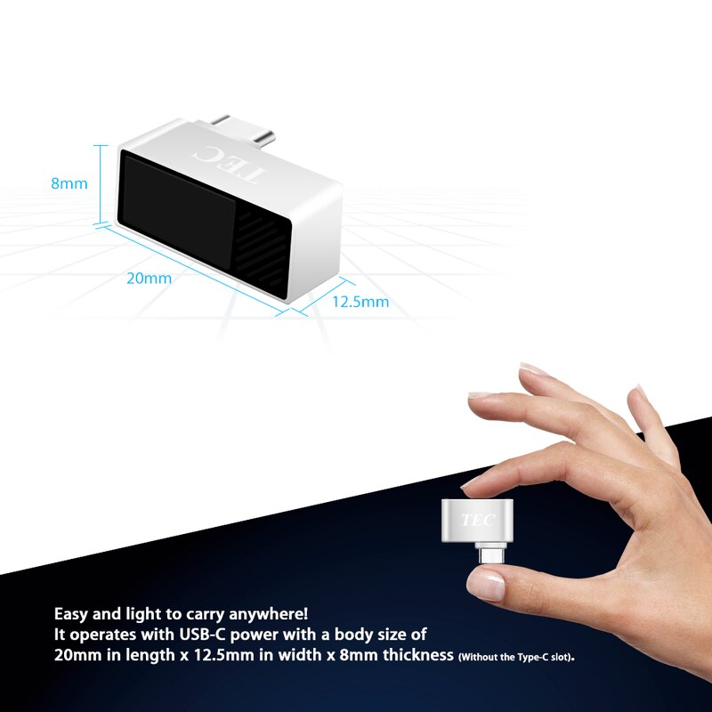 TEC-módulo Lector de huella dactilar USB tipo C para Windows 7, 10, 11, Hello Dongle, escáner biométrico, candado para Portátiles y PC