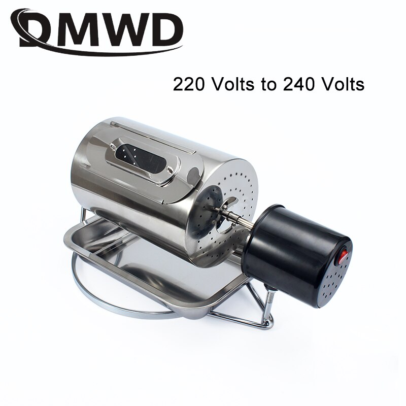 DMWD 110V/220V Coffee Beans Roaster Stainless Steel Cafe Bean Roasting Machine Baking Fry Peanut Grain Nuts Dryer EU US UK Plug: AU / 220Volts no holes