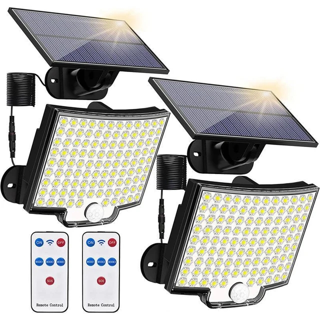Lámpara Solar dividida de 106LED, 3 modos de iluminación, decoración exterior, luz Solar de pared, Sensor de movimiento PIR, impermeable, jardín, garaje: Azul mar