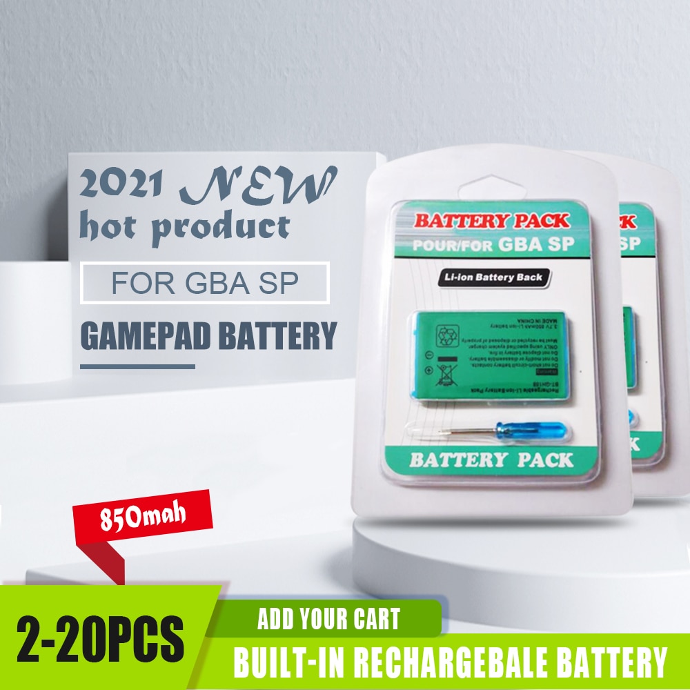 2-20pcs 3.7v 850mAh Rechargeable Lithium-ion Battery + Tool Pack Kit for Nintendo Gameboy Advance GBA SP Replacement
