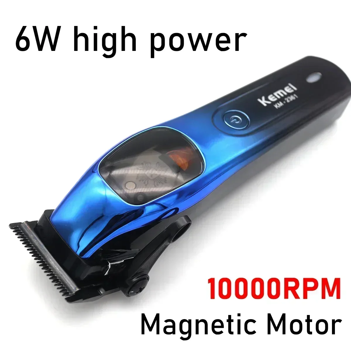 Kemei 2361 10000 tr/min tondeuse à cheveux professionnelle pour hommes moteur magnétique lame DLC avec chargeur de Base tondeuse à cheveux Machine de coupe de cheveux