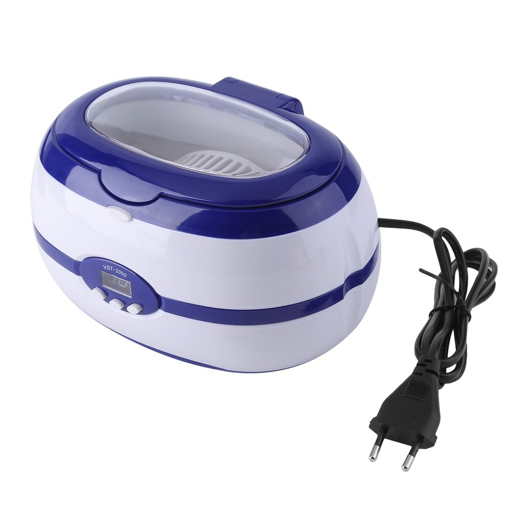 Intelligent VGT-2000 600ml Mini Sonic Wave Ultrasonic Cleaner For Eyeglasses Jewelry Circuit Board With Basket EU Plug: blue EU Plug