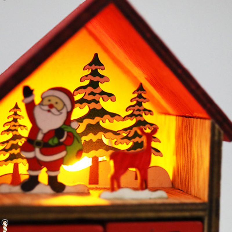 Christmas Wooden House LED Countdown Advent Calendar Santa Claus Snowman Ornament Xmas Festive Decoration