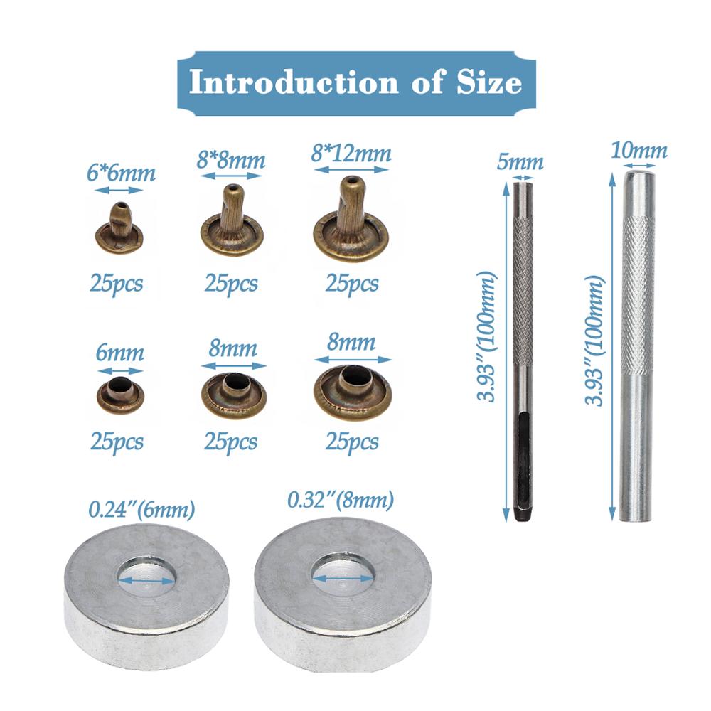 Leather Rivet Types 180Pcs Leather Rivets Double Cap Metal Rivets Stud... – Grandado